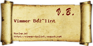 Vimmer Bálint névjegykártya